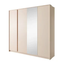 Garnero Arredamenti Armadio 224x210h cm 4 ante battenti con specchio moderno beige Jolly Discount