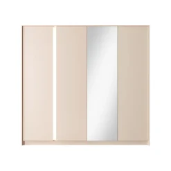 Garnero Arredamenti Armadio 224x210h cm 4 ante battenti con specchio moderno beige Jolly Discount