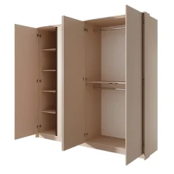 Garnero Arredamenti Armadio 224x210h cm 4 ante battenti con specchio moderno beige Jolly Discount