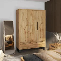 Garnero Arredamenti Armadio 145x210h cm 3 ante battenti 2 cassetti rovere Petra Best