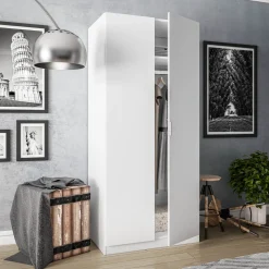 Garnero Arredamenti Armadio 81x180h cm 2 ante battenti  moderno bianco opaco Oz Sale