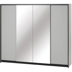 Garnero Arredamenti Armadio 250x215h cm 4 ante battenti con specchio con LED grigio nero Luna Outlet