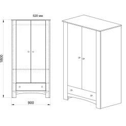 Garnero Arredamenti Armadio 90x181h cm 2 ante con cassetto rovere sonoma Londra Sale