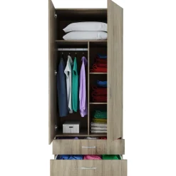 Garnero Arredamenti Armadio 80x191h cm 2 ante con cassetti moderno sonoma Carlino Rovere Sale