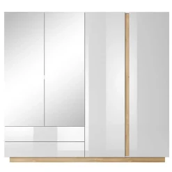 Garnero Arredamenti Armadio 220x203h cm 4 ante con cassetti moderno bianco lucido rovere Noa Best