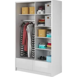 Garnero Arredamenti Armadio 134x214h cm 2 ante con specchio bianco lucido Jeki Gihome® New