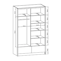 Garnero Arredamenti Armadio 134x214h cm 2 ante con specchio bianco lucido Jeki Gihome® New