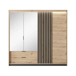 Garnero Arredamenti Armadio 220x211h cm 4 ante con specchio rovere antracite Rubik New