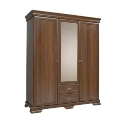 Garnero Arredamenti Armadio 158x193h cm 3 ante con specchio 2 cassetti arte povera quercia Kelly Noce Sale