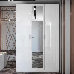 Garnero Arredamenti Armadio 120x190h cm 3 ante con specchio bianco lucido Alina Hot