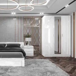 Garnero Arredamenti Armadio 120x190h cm 3 ante con specchio bianco lucido Alina Hot