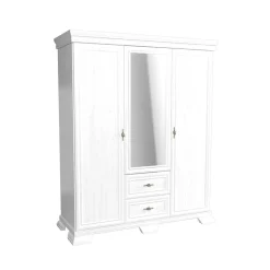 Garnero Arredamenti Armadio 158x193h cm 3 ante con specchio 2 cassetti shabby Kelly Bianco Frassinato Discount