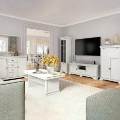 Garnero Arredamenti Armadio 158x193h cm 3 ante con specchio 2 cassetti shabby Kelly Bianco Frassinato Discount