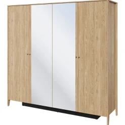 Garnero Arredamenti Armadio 220x216h cm 4 ante con specchio rovere Noor Clearance