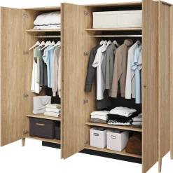 Garnero Arredamenti Armadio 220x216h cm 4 ante con specchio rovere Noor Clearance