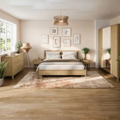 Garnero Arredamenti Armadio 220x216h cm 4 ante con specchio rovere Noor Clearance