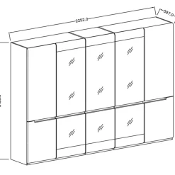 Garnero Arredamenti Armadio 225x213h cm 5 ante con specchio bianco lucido Dubai Gihome® Best