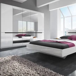 Garnero Arredamenti Armadio 225x213h cm 5 ante con specchio bianco lucido Dubai Gihome® Best