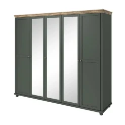 Garnero Arredamenti Armadio 246x216h cm 5 ante con specchio quercia Texel Verde
