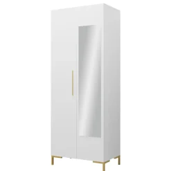 Garnero Arredamenti Armadio 74x196h cm 2 ante con specchio soggiorno bianco Nuvia Bianco Opaco Online