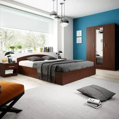 Garnero Arredamenti Armadio 120x181h cm 3 ante con specchio moderno Sorrento Wengè Clearance