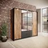 Garnero Arredamenti Armadio 223x210h cm 4 ante con specchio quercia nero Smooty Sale
