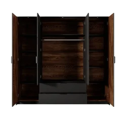 Garnero Arredamenti Armadio 223x210h cm 4 ante con specchio quercia nero Smooty Sale