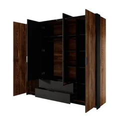 Garnero Arredamenti Armadio 223x210h cm 4 ante con specchio quercia nero Smooty Sale