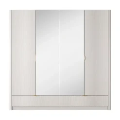 Garnero Arredamenti Armadio 213x209h cm 4 ante con specchio beige cannettato Ramis Clearance