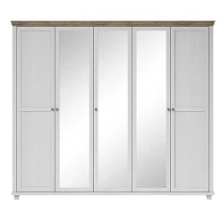 Garnero Arredamenti Armadio 246x216h cm 5 ante con specchio pino bianco quercia Texel Bianco Frassinato New
