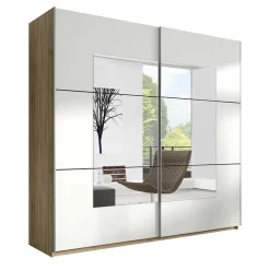 Garnero Arredamenti Armadio 200x210h cm 2 ante con specchio rovere bianco Logan Gihome® Clearance
