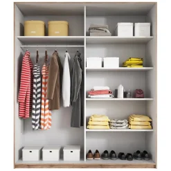 Garnero Arredamenti Armadio 200x210h cm 2 ante con specchio rovere bianco Logan Gihome® Clearance