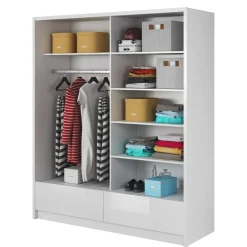 Garnero Arredamenti Armadio 184x214h cm 2 ante con specchio bianco lucido Jeki Gihome® Outlet