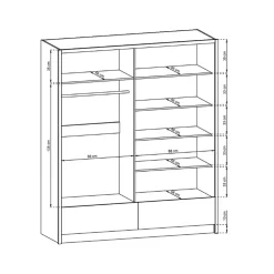 Garnero Arredamenti Armadio 184x214h cm 2 ante con specchio bianco lucido Jeki Gihome® Outlet