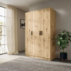 Garnero Arredamenti Armadio 120x191h cm 3 ante design Rodari Rovere Rustico Hot