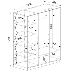Garnero Arredamenti Armadio 120x191h cm 3 ante design Rodari Rovere Rustico Hot