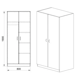 Garnero Arredamenti Armadio 80x191h cm 2 ante design Leopardi Noce Hot