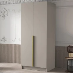 Garnero Arredamenti Armadio 100x215h cm 2 ante moderno beige oro Glammy 2 Beige - Oro Sale