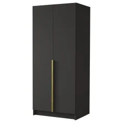 Garnero Arredamenti Armadio 100x215h cm 2 ante moderno nero oro Glammy 2 Nero Opaco - Oro Discount