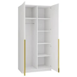 Garnero Arredamenti Armadio 100x215h cm 2 ante moderno bianco oro Glammy 2 Bianco Opaco - Oro Best