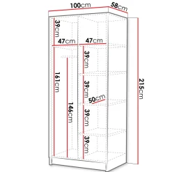 Garnero Arredamenti Armadio 100x215h cm 2 ante moderno bianco oro Glammy 2 Bianco Opaco - Oro Best