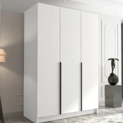 Garnero Arredamenti Armadio 150x215h cm 3 ante moderno bianco nero Glammy 3 Bianco Opaco - Nero Outlet
