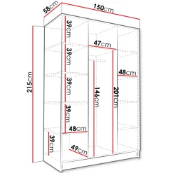 Garnero Arredamenti Armadio 150x215h cm 3 ante moderno beige nero Glammy 3 Beige - Nero Sale