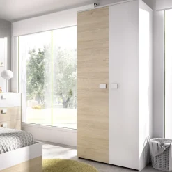 Garnero Arredamenti Armadio 90x205h cm 2 ante moderno rovere bianco Cairo Discount