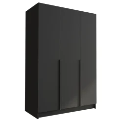 Garnero Arredamenti Armadio 150x215h cm 3 ante moderno nero Glammy 3 Nero Opaco - Nero New