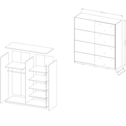 Garnero Arredamenti Armadio 180x210h cm 2 ante scorrevoli Pascal Gihome® Bianco Opaco Discount