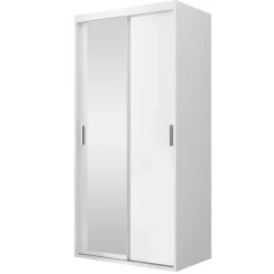 Garnero Arredamenti Armadio 100x205h cm 2 ante scorrevoli con specchio bianco Boselia