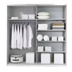 Garnero Arredamenti Armadio 180x210h cm 2 ante scorrevoli con specchio nero Pascal Gihome® Nero Opaco Clearance