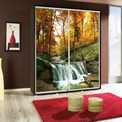 Garnero Arredamenti Armadio 155x215h cm 2 ante scorrevoli moderno Eliot Stampa Natura