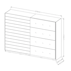 Garnero Arredamenti Armadio 270x210h cm 2 ante scorrevoli con specchio Cortina Gihome® Bianco Frassinato Discount
